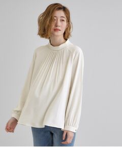 grove / グローブ シャツ・ブラウス | 【マシンウォッシュ／防シワ】プリーツネックブラウス