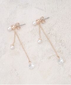 grove / グローブ ピアス・イヤリング | パール調ビジューロングチェーンピアス