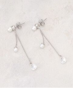 grove / グローブ ピアス・イヤリング | パール調ビジューロングチェーンピアス