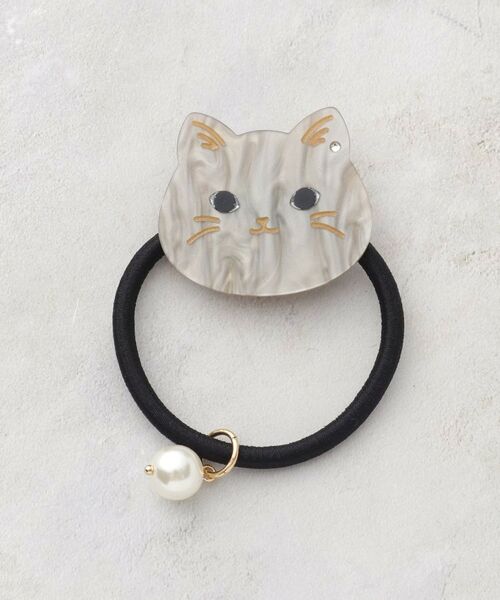 grove / グローブ ヘアアクセサリー | ネコフェイスパール調ポニー | 詳細1