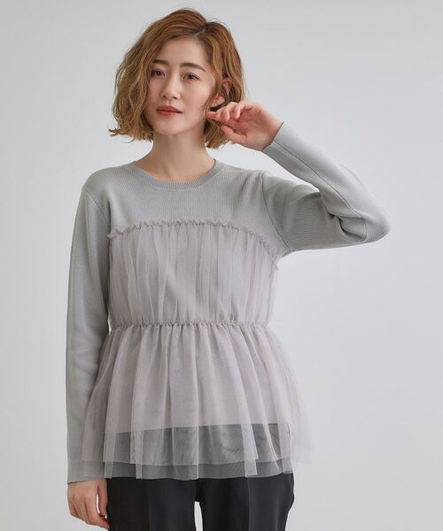 grove/グローブ チュールドッキングニットプルオーバー グレー(012) 03(L) grove/グローブ チュールドッキングニットプルオーバー グレー(012) 03(L)