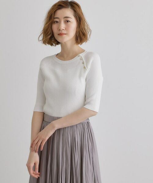 grove / グローブ ニット・セーター | 【雑誌掲載】多釦ラグランリブ5分袖プルオーバー | 詳細1