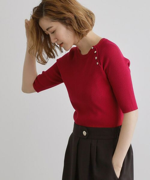 grove / グローブ ニット・セーター | 【雑誌掲載】多釦ラグランリブ5分袖プルオーバー | 詳細10