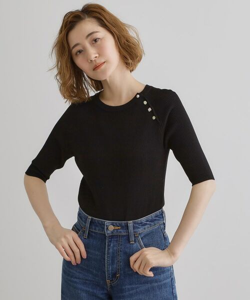 grove / グローブ ニット・セーター | 【雑誌掲載】多釦ラグランリブ5分袖プルオーバー | 詳細5