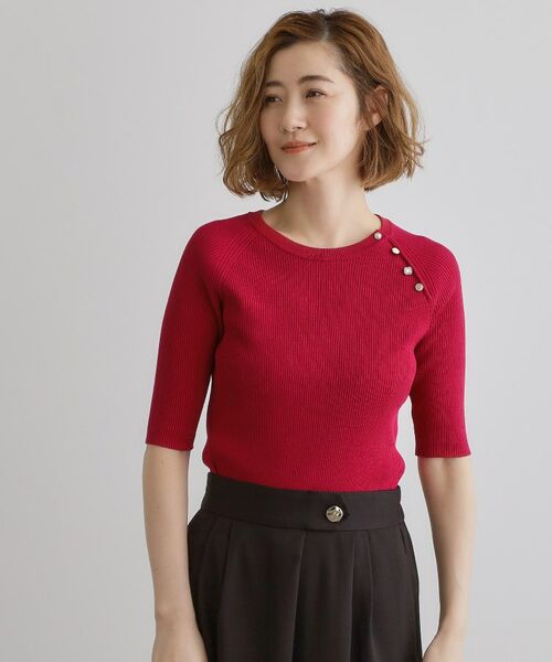 grove / グローブ ニット・セーター | 【雑誌掲載】多釦ラグランリブ5分袖プルオーバー | 詳細9