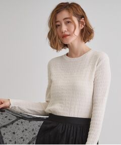 grove / グローブ カットソー | シャーリング風ジャカードクルーネックプルオーバー