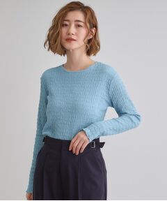 grove / グローブ カットソー | シャーリング風ジャカードクルーネックプルオーバー