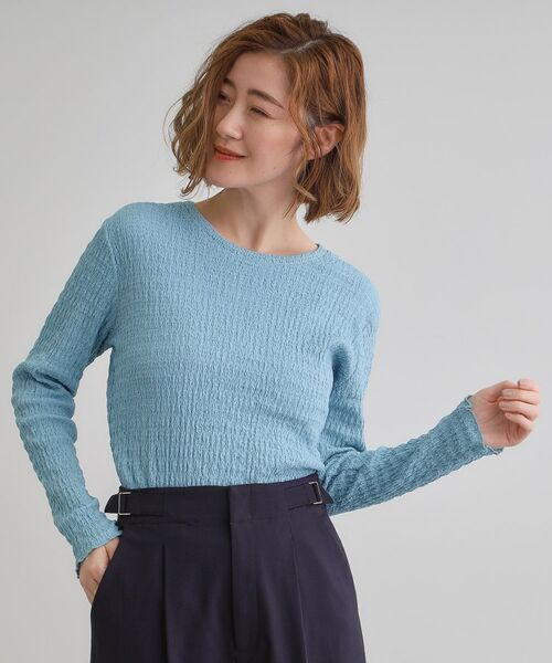 grove / グローブ カットソー | シャーリング風ジャカードクルーネックプルオーバー | 詳細10