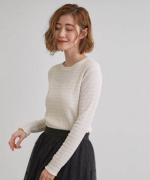 grove / グローブ カットソー | シャーリング風ジャカードクルーネックプルオーバー | 詳細2