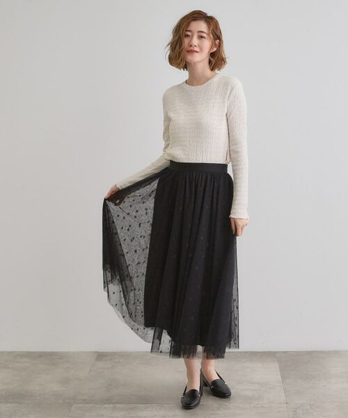 grove / グローブ カットソー | シャーリング風ジャカードクルーネックプルオーバー | 詳細3