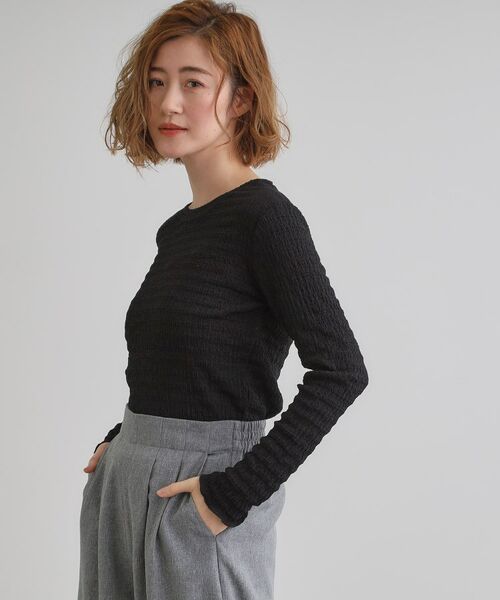 grove / グローブ カットソー | シャーリング風ジャカードクルーネックプルオーバー | 詳細5
