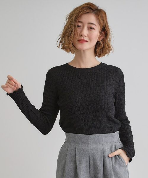 grove / グローブ カットソー | シャーリング風ジャカードクルーネックプルオーバー | 詳細6