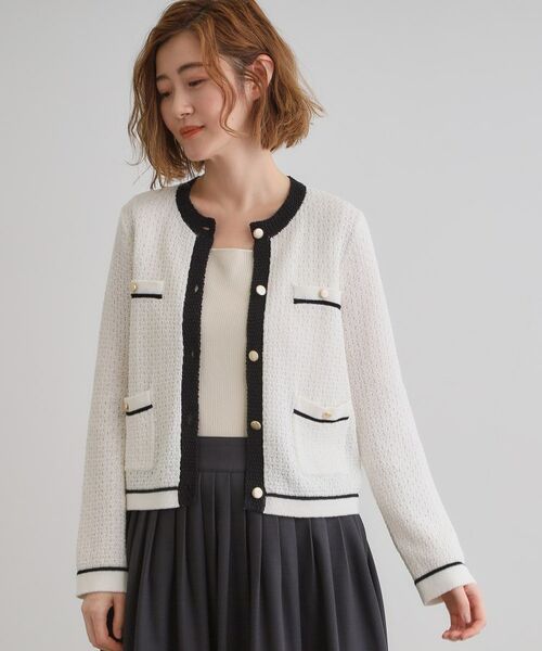 grove / グローブ カーディガン・ボレロ | バイカラーニットジャケット | 詳細1