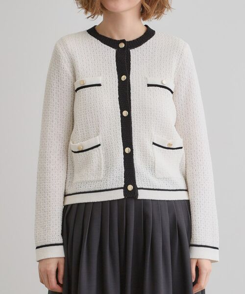 grove / グローブ カーディガン・ボレロ | バイカラーニットジャケット | 詳細11