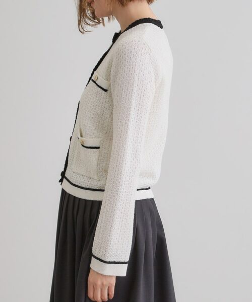 grove / グローブ カーディガン・ボレロ | バイカラーニットジャケット | 詳細12