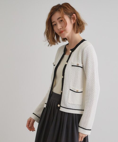 grove / グローブ カーディガン・ボレロ | バイカラーニットジャケット | 詳細2