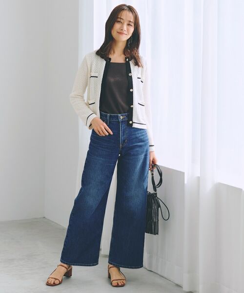 grove / グローブ カーディガン・ボレロ | バイカラーニットジャケット | 詳細4