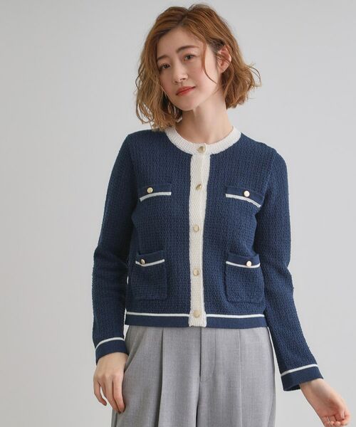 grove / グローブ カーディガン・ボレロ | バイカラーニットジャケット | 詳細6