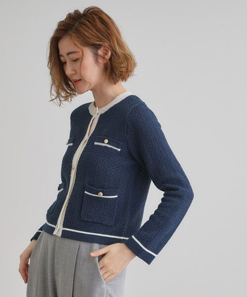 grove / グローブ カーディガン・ボレロ | バイカラーニットジャケット | 詳細7