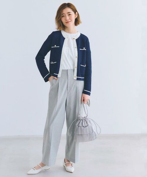 grove / グローブ カーディガン・ボレロ | バイカラーニットジャケット | 詳細9