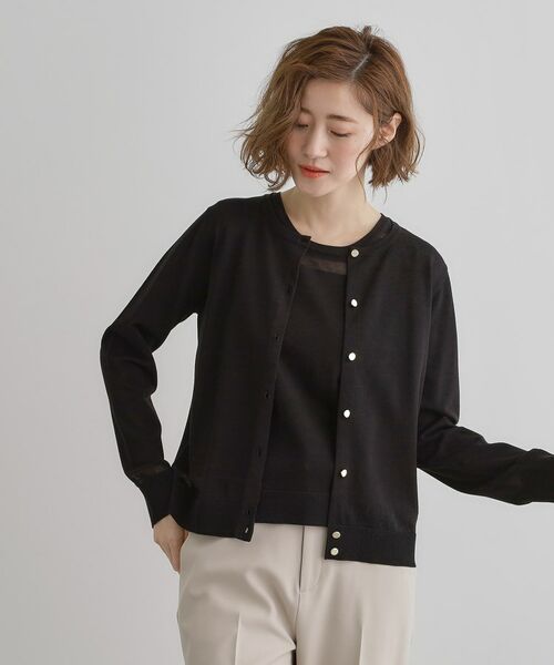 grove/グローブ 【雑誌掲載】シアー素材使いアンサンブルニット ブラック(019) 02(M)