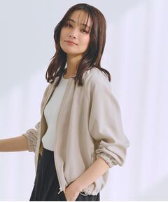 grove / グローブ レザーブルゾン・ジャケット | 軽やかに羽織る　リネンライクノーカラーブルゾン