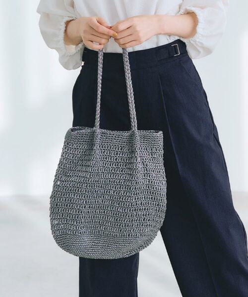 grove/グローブ ラメコードタックハンドルトート ブラックシルバー(009) 00 grove/グローブ ラメコードタックハンドルトート ブラックシルバー(009) 00