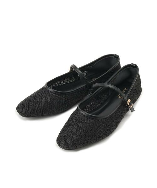 grove/グローブ メッシュメリージェーンフラットパンプス ブラック(019) M(23.5cm~24.0cm) grove/グローブ メッシュメリージェーンフラットパンプス ブラック(019) M(23.5cm~24.0cm)