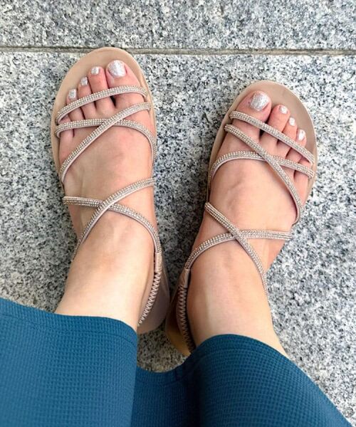 grove / グローブ サンダル | 【新色追加・人間工学】ワンタッチラインストーンストラップ厚底サンダル | 詳細10