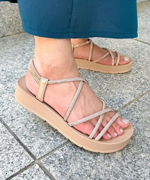 grove / グローブ サンダル | 【新色追加・人間工学】ワンタッチラインストーンストラップ厚底サンダル | 詳細9