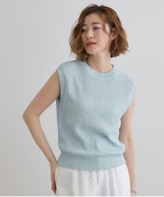 grove / グローブ ニット・セーター | ラメの上品な輝きが魅力 ラメカノコスリーブレスニット