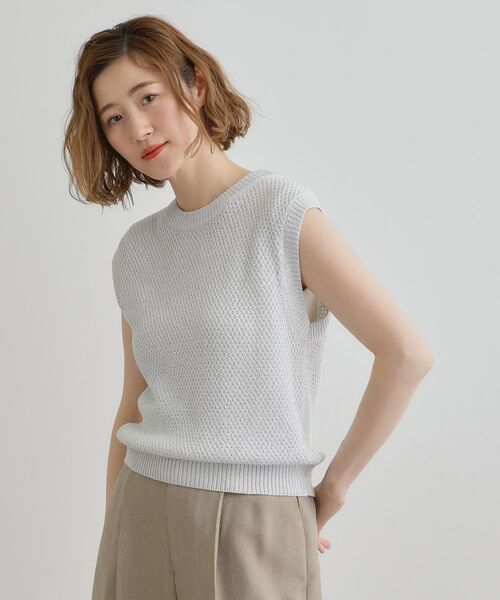 grove / グローブ ニット・セーター | ラメの上品な輝きが魅力 ラメカノコスリーブレスニット | 詳細1