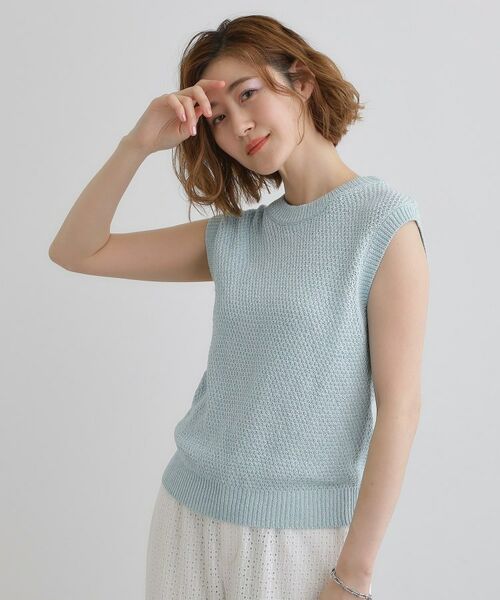 grove / グローブ ニット・セーター | ラメの上品な輝きが魅力 ラメカノコスリーブレスニット | 詳細10