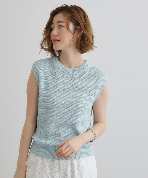 grove / グローブ ニット・セーター | ラメの上品な輝きが魅力 ラメカノコスリーブレスニット | 詳細11