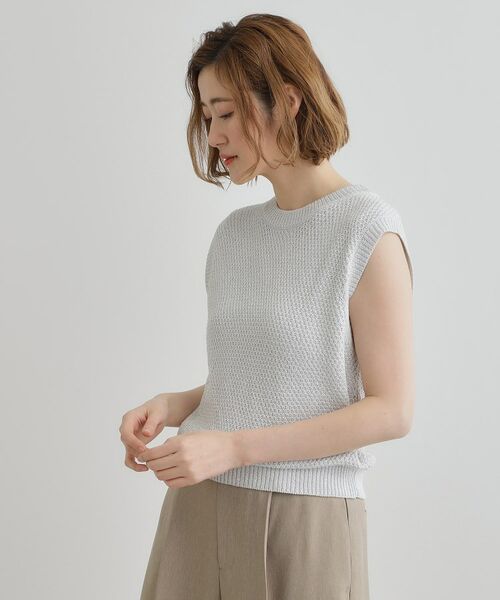 grove / グローブ ニット・セーター | ラメの上品な輝きが魅力 ラメカノコスリーブレスニット | 詳細2