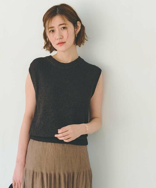 grove/グローブ ラメカノコスリーブレスニット ブラック(019) 03(L) grove/グローブ ラメカノコスリーブレスニット ブラック(019) 03(L)