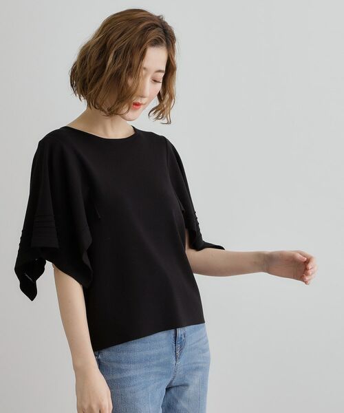 grove / グローブ ニット・セーター | ハンカチスリーブニットプルオーバー(ブラック(019))