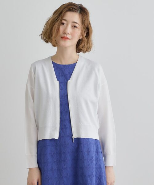 grove / グローブ カーディガン・ボレロ | 【洗える】シアーニットジップカーディガン | 詳細1