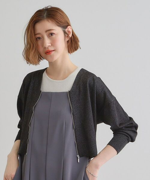 grove / グローブ カーディガン・ボレロ | 【洗える】シアーニットジップカーディガン | 詳細10