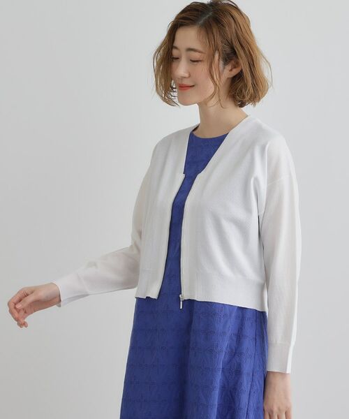 grove / グローブ カーディガン・ボレロ | 【洗える】シアーニットジップカーディガン | 詳細2