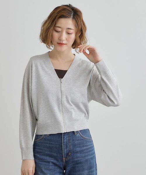 grove / グローブ カーディガン・ボレロ | 【洗える】シアーニットジップカーディガン | 詳細5
