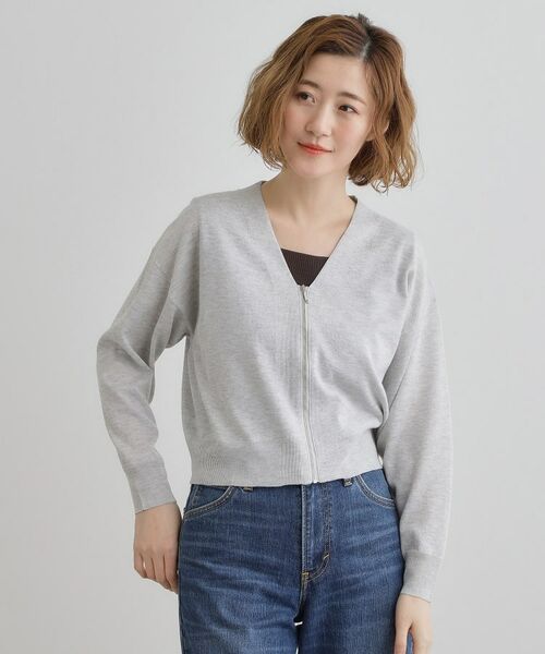 grove / グローブ カーディガン・ボレロ | 【洗える】シアーニットジップカーディガン | 詳細6