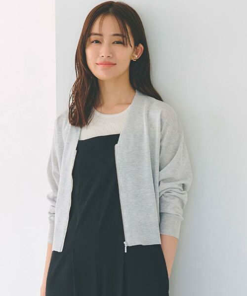 grove / グローブ カーディガン・ボレロ | 【洗える】シアーニットジップカーディガン(グレー(012))