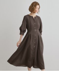 grove / グローブ ロング・マキシ丈ワンピース | 麻調メッシュラグランスリーブワンピース