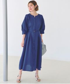 grove / グローブ ロング・マキシ丈ワンピース | 麻調メッシュラグランスリーブワンピース