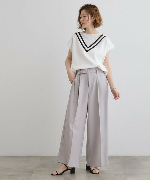 grove / グローブ パンツ | デニムライクベルト付きワイドパンツ | 詳細12