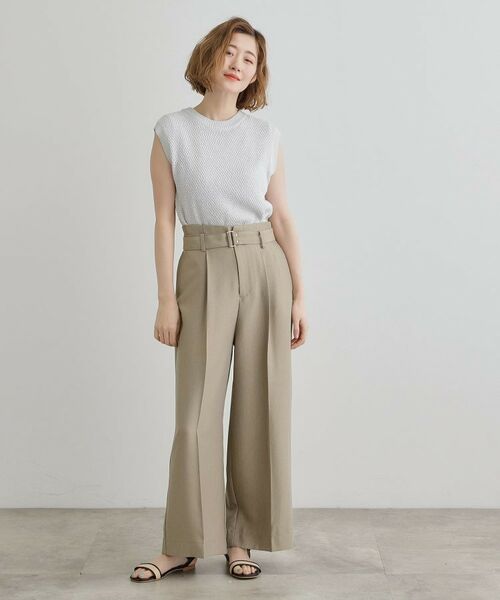 grove / グローブ パンツ | デニムライクベルト付きワイドパンツ | 詳細3