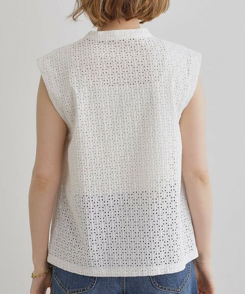 grove / グローブ シャツ・ブラウス | 繊細なレースで魅せるエンブロイダリーレースバンドカラーシャツ | 詳細20