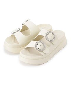 grove / グローブ サンダル | 【キラキラビジューがポイント】厚底ダブルビジューバックルサンダル