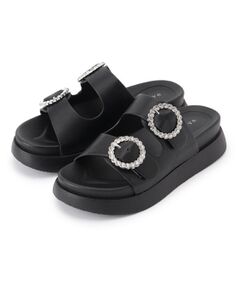 grove / グローブ サンダル | 【キラキラビジューがポイント】厚底ダブルビジューバックルサンダル